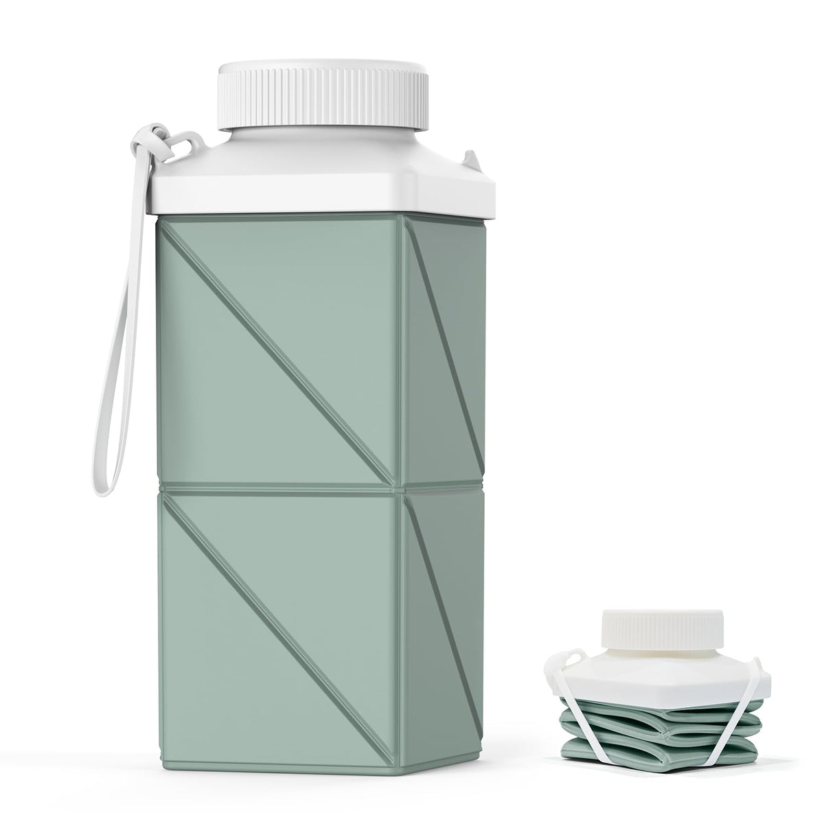 Collapsible Water Bottles 17.4oz(516ML), 2nd Generation Leakproof BPA-Free Travel Water Bottle,Lightweight Reusable Water bottle, Portable for Travel Cycling Gym Camping,Sage Green, 1 Pack