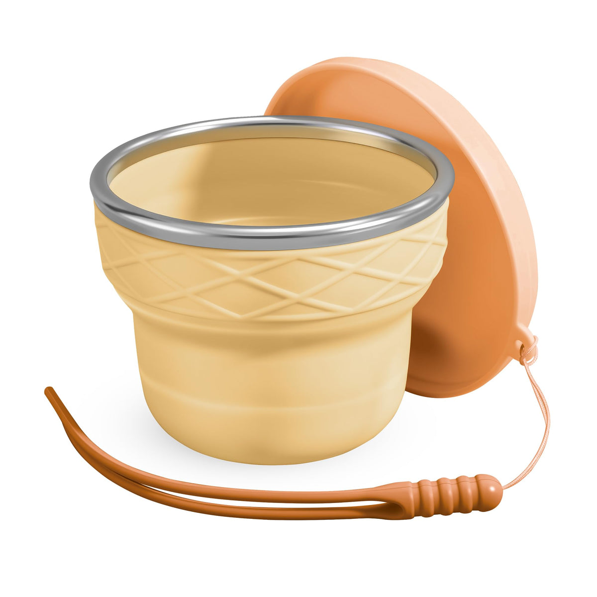 Silicone Collapsible Travel Cup with Dustproof Lid, 7oz BPA-Free(Brown)