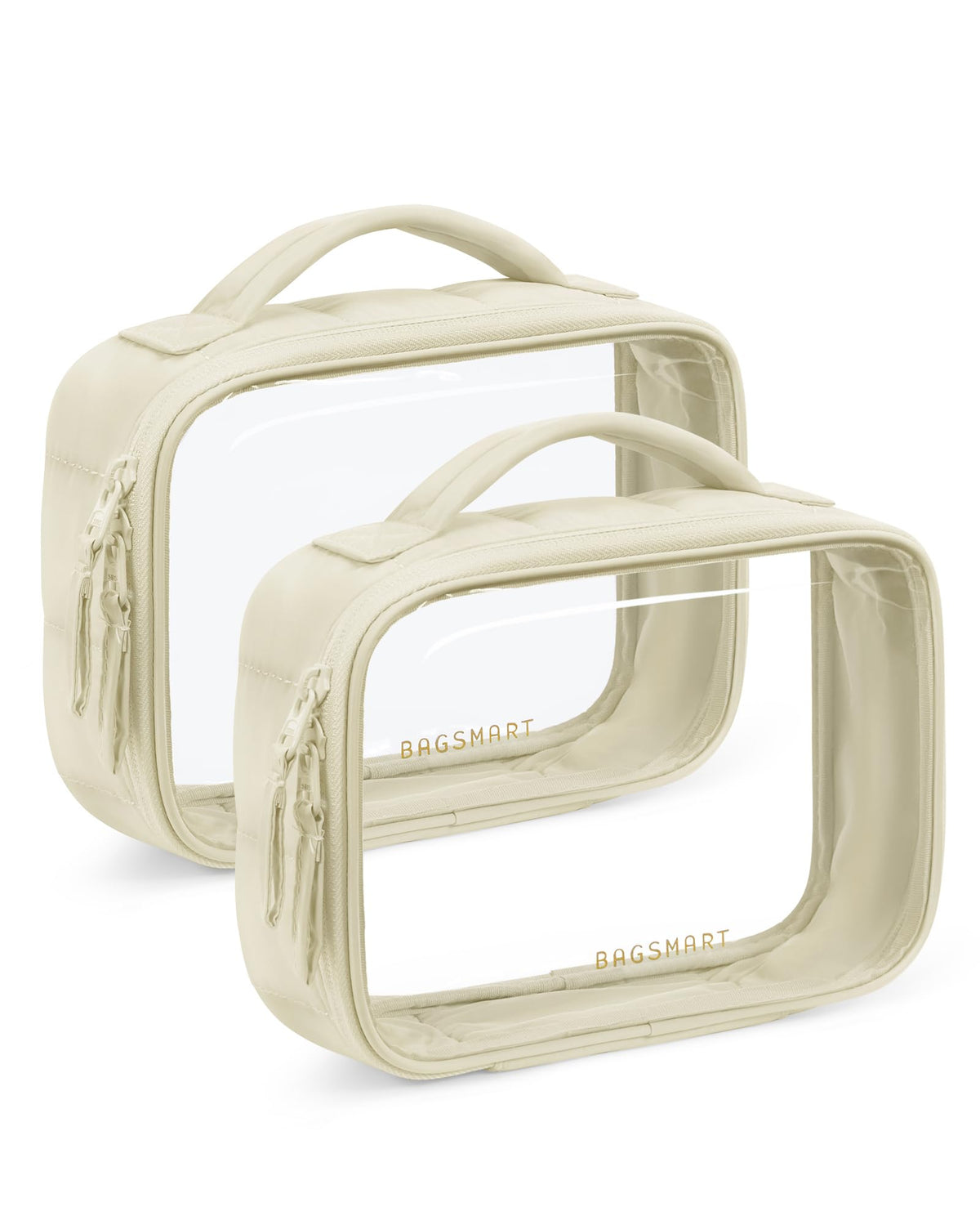 BAGSMART Puffy Clear Toiletry Bag, TSA-Approved & Wide-Open, 1-Pack, Black