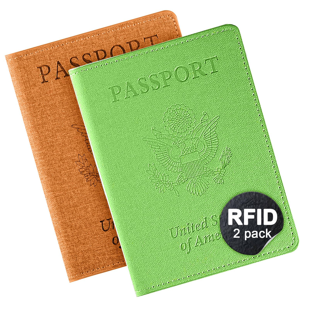 2 Pack Passport Cover With Card Slots RFID Blocking-White&Black