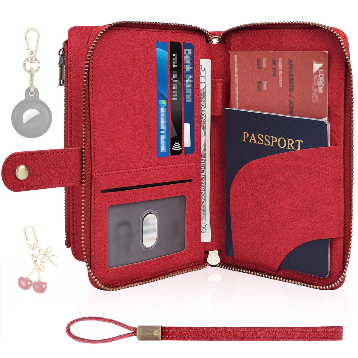 RFID Passport Wallet for Women, Passport Holder for Travel, Green