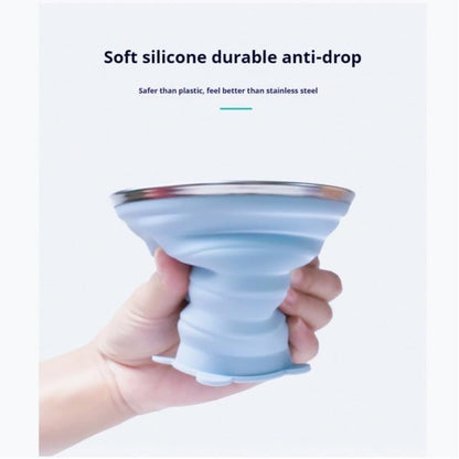 Silicone Collapsible Travel Cup with Lid, 270ml, Blue