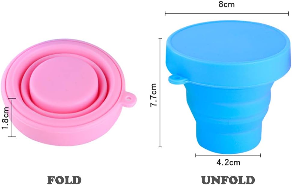 Guissi Collapsible Cup Compact Silicone, Reusable Food Grade Folding Mug with Lids, Expandable Retractable Drinking Set, Portable, Pocket Size for Outdoor Camping Travel and Hiking