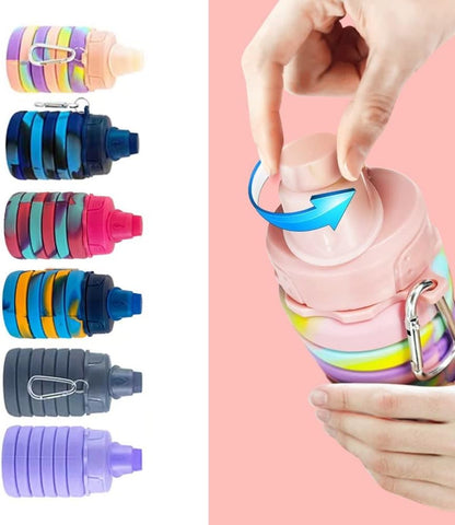 Collapsible Water Bottles 4 pack 500ML (Black+Purple+Blue+Pink)