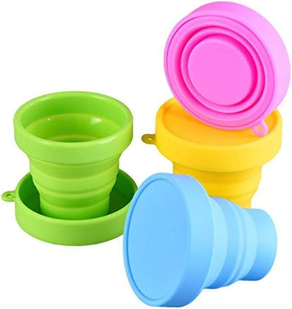Guissi Collapsible Cup Compact Silicone, Reusable Food Grade Folding Mug with Lids, Expandable Retractable Drinking Set, Portable, Pocket Size for Outdoor Camping Travel and Hiking