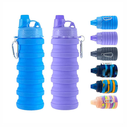 Collapsible Water Bottles 4 pack 500ML (Black+Purple+Blue+Pink)