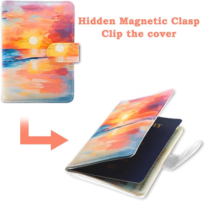 Passport Holder for Travel, RFID Passport Cover Wallet for Women Men, Leather Passport Book Card Holder Case for International Travel Must Haves Accessories, Cruise Ship Essentials Gifts