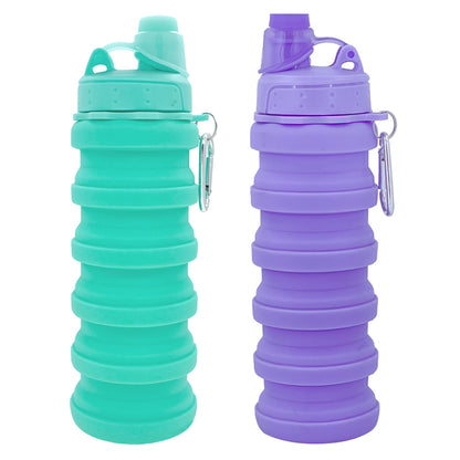 Collapsible Water Bottles Travel water bottle Sports Portable Sport Water Bottle Reusable Water Bottles comes with mountaineering Buckle 500ml silicone Water-proof camping water bottle