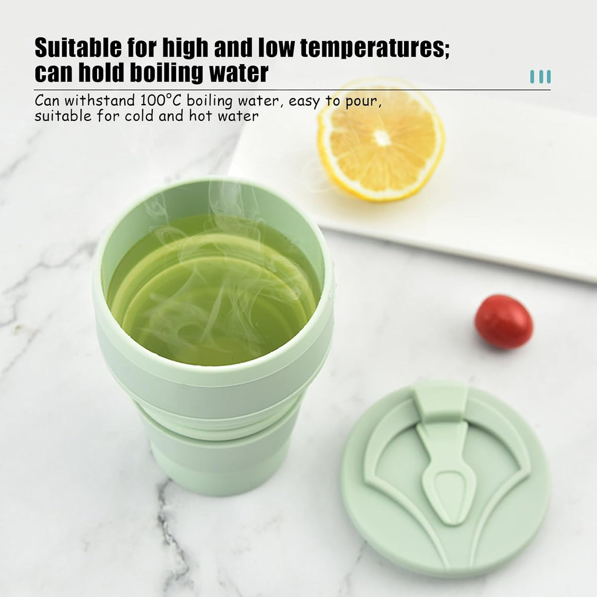 4-Pack Collapsible Cup Reusable – 12oz Silicone Foldable Portable Travel Water Bottle, Folding Lightweight Reusable Leakproof for Traveling Camping Hiking Cycling Yoga Sports