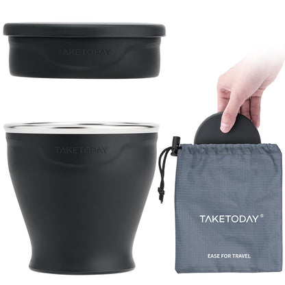 TakeToday Collapsible Cup 8 oz, Foldable with Lid for Travel, Charcoal