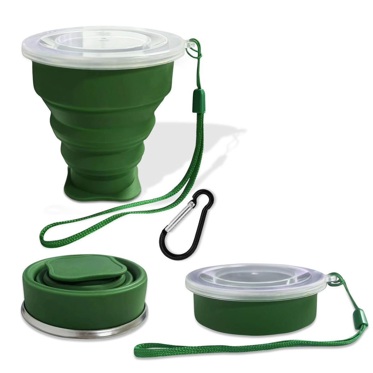 FINDWORLD 200ML Collapsible Cup - Silicone Foldable Cup-Expandable Folding Drinking Reusable Portable Mugs Cups For Travel, Camping, Outdoor Sports Green