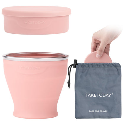TakeToday Collapsible Cup 8 oz, Foldable with Lid for Travel, Charcoal