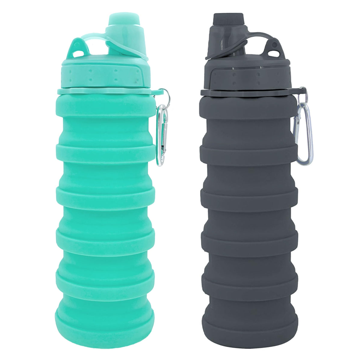 Collapsible Water Bottles Travel water bottle Sports Portable Sport Water Bottle Reusable Water Bottles comes with mountaineering Buckle 500ml silicone Water-proof camping water bottle