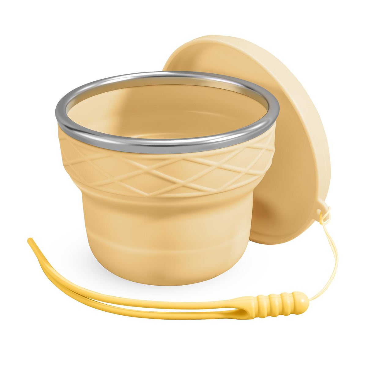 Silicone Collapsible Travel Cup with Dustproof Lid, 7oz BPA-Free(Brown)