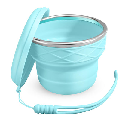 7oz BPA Free Collapsible Silicone Cup with Dust-Proof Lid,Yellow