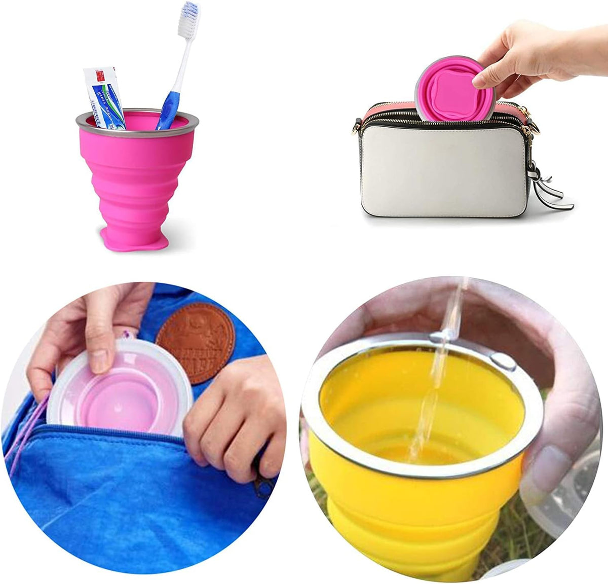 FINDWORLD 200ML Collapsible Cup - Silicone Foldable Cup-Expandable Folding Drinking Reusable Portable Mugs Cups For Travel, Camping, Outdoor Sports Green