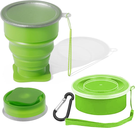 FINDWORLD 200ML Collapsible Cup - Silicone Foldable Cup-Expandable Folding Drinking Reusable Portable Mugs Cups For Travel, Camping, Outdoor Sports Green