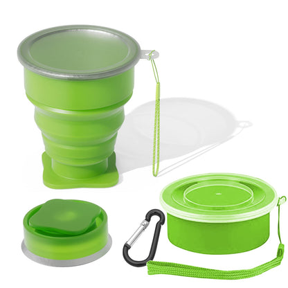 FINDWORLD 200ML Collapsible Cup - Silicone Foldable Cup-Expandable Folding Drinking Reusable Portable Mugs Cups For Travel, Camping, Outdoor Sports Green