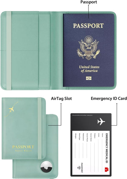 Stouchi Passport Holder with AirTag – Slim RFID Travel Wallet