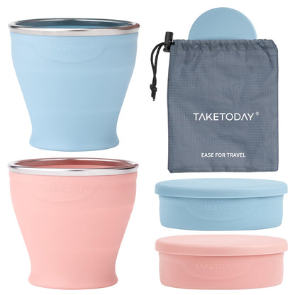 TakeToday Collapsible Cup 8 oz, Foldable with Lid for Travel, Charcoal