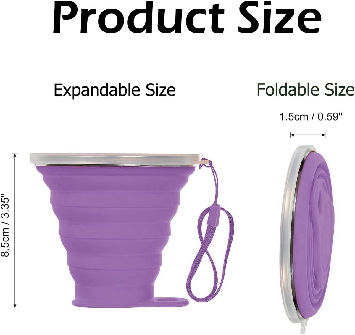 Silicone Collapsible Cups for Camping Travel,Small Portable Backpacking Camping Cup for Outdoor,Reusable Folding Travel Cup,270ml,Graduated(Purple)