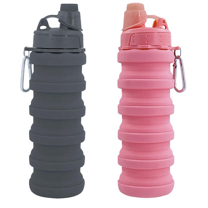 Collapsible Water Bottles Travel water bottle Sports Portable Sport Water Bottle Reusable Water Bottles comes with mountaineering Buckle 500ml silicone Water-proof camping water bottle