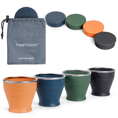 TakeToday Collapsible Cup 8 oz, Foldable with Lid for Travel, Charcoal
