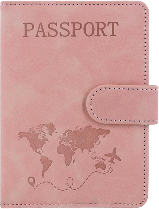 ACdream Passport Holder for Travel Essentials, Rfid Blocking Passport Wallet Cover Case for Travel Must Haves Accessories, Book Holders for Women/Men, Pink