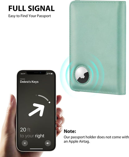 Stouchi Passport Holder with AirTag – Slim RFID Travel Wallet