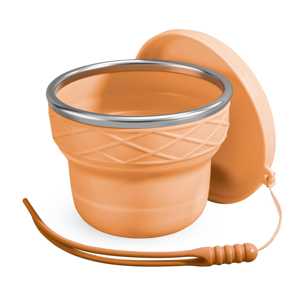Silicone Collapsible Travel Cup with Dustproof Lid, 7oz BPA-Free(Brown)