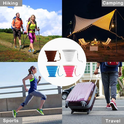 Silicone Collapsible Cups for Camping Travel,Small Portable Backpacking Camping Cup for Outdoor,Reusable Folding Travel Cup,270ml,Graduated(Transparent)