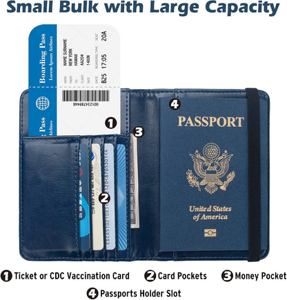 Coowayze Passport Holder for Men Women RFID Blocking US Passport Cover Case, Waterproof Leather Passport Book Protector with Vaccine Card Slot Travel Document Organizer