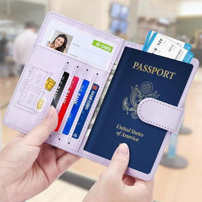Herain Passport Holder for Travel Essentials, 2 Pcs Passport Holder Cover Wallet Case Travel Gifts Women Men Family, RFID Passports Book Card Holders Travels Cruise Accessories Must Haves