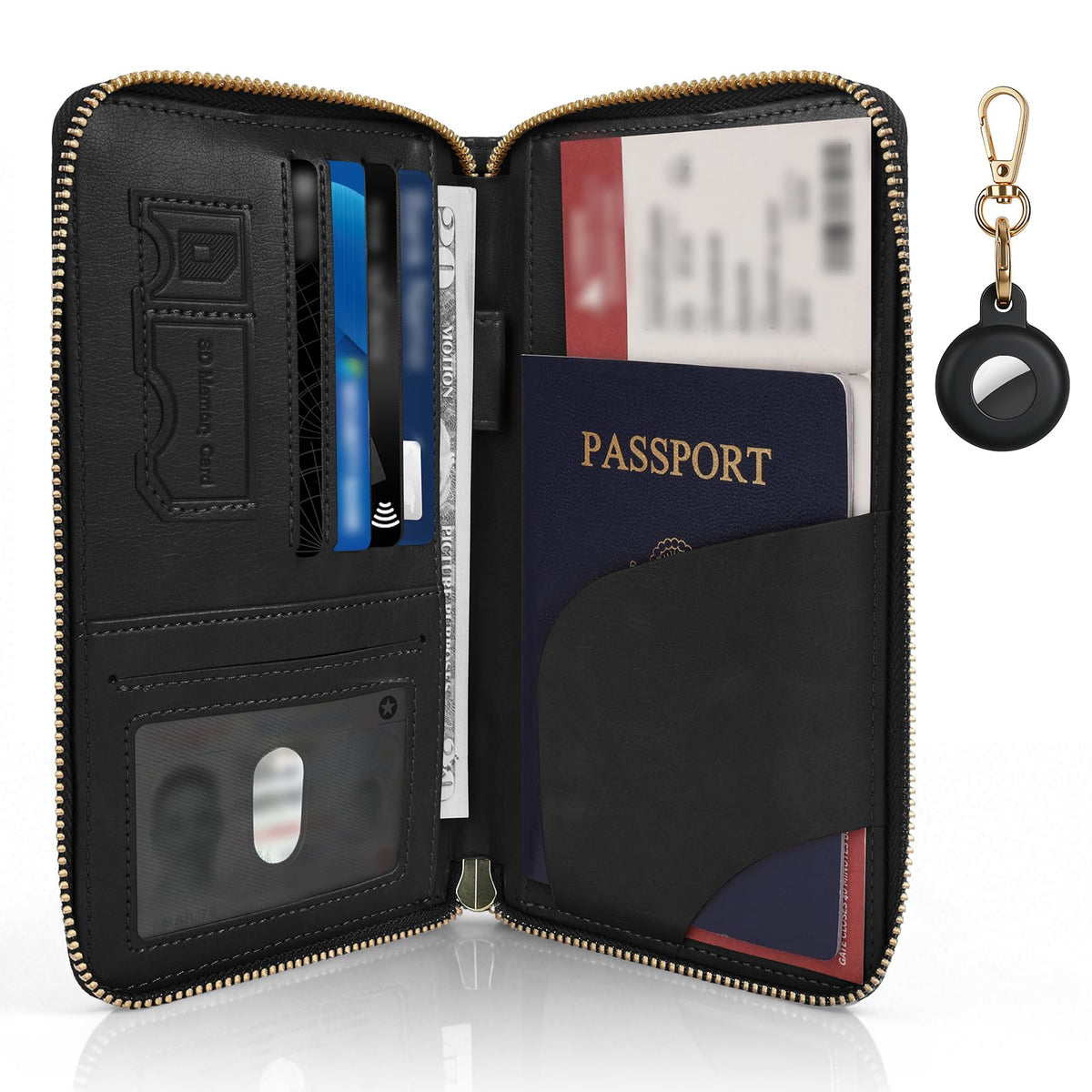 RFID Passport Wallet for Women, Passport Holder for Travel, Green
