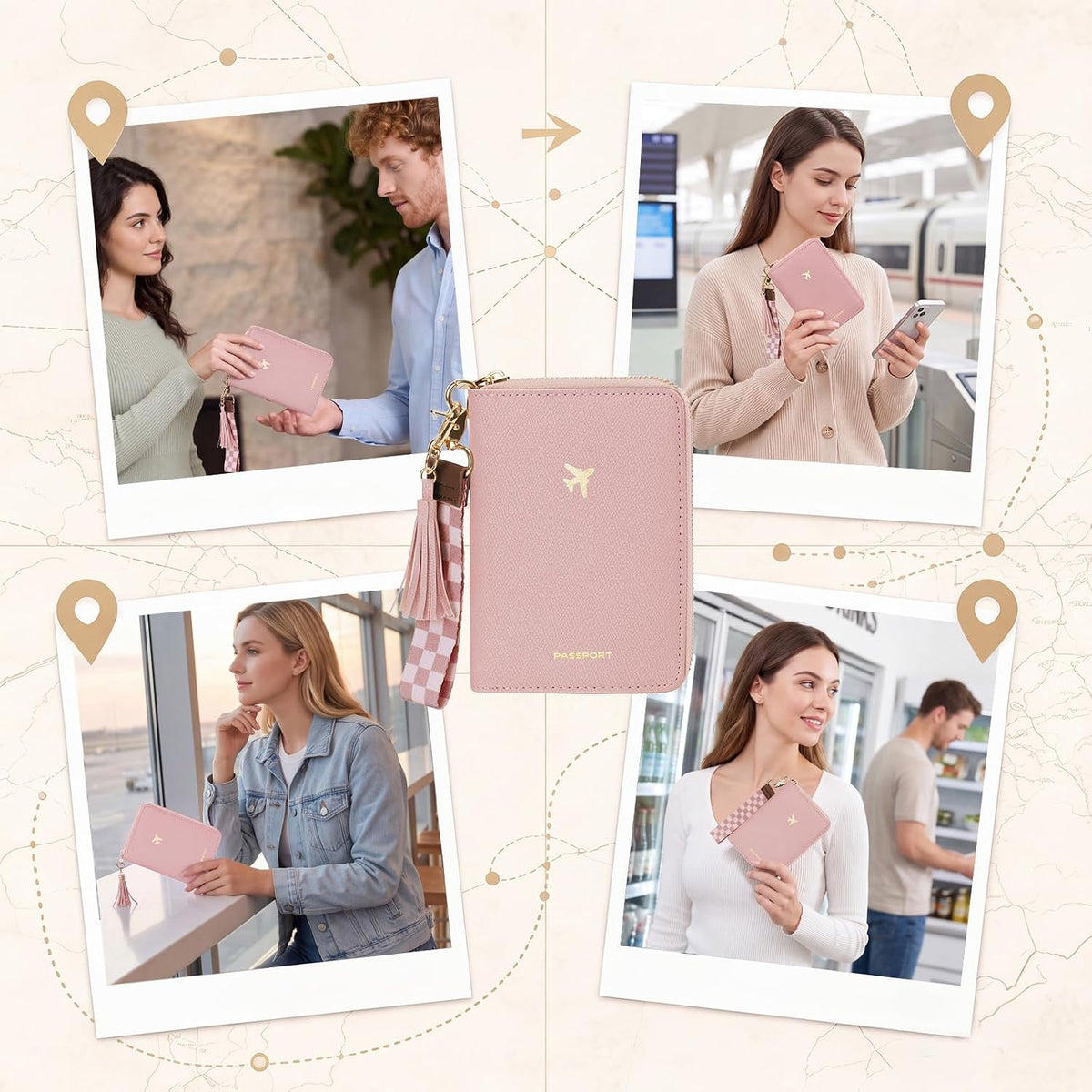 wakawaga Passport Holder For Travel For Women With Detachable Wrist Strap