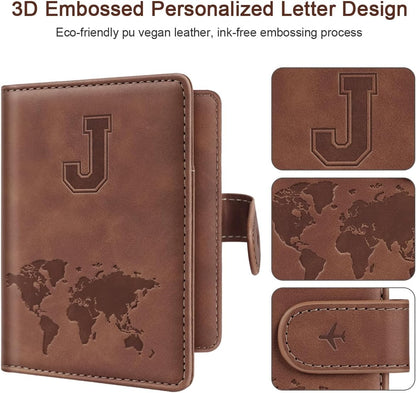 Passport Holder Wallet Cover Personalized Initial Travel Essentials
