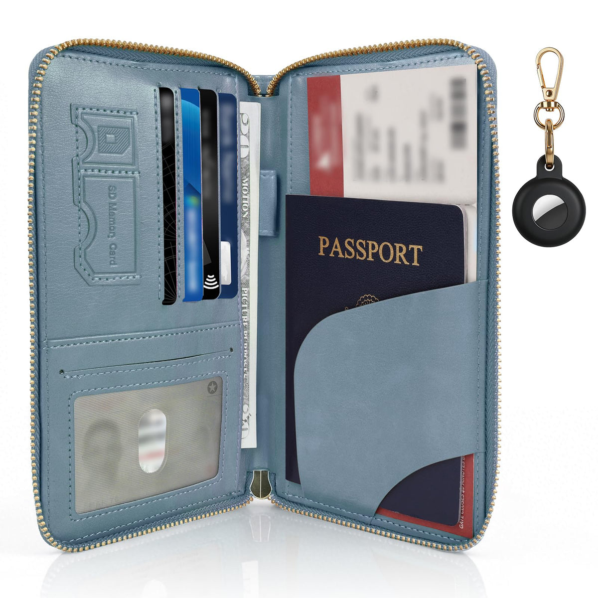 RFID Passport Wallet for Women, Passport Holder for Travel, Green