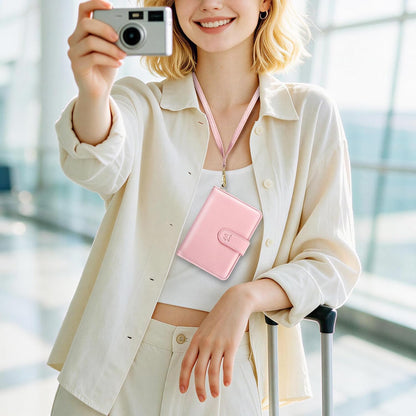 Passport Holder for Travel, Passport Wallet with Neck Strap RFID Blocking, Passport Book Cover Case with Card Slots, Travel Gifts for Women Men