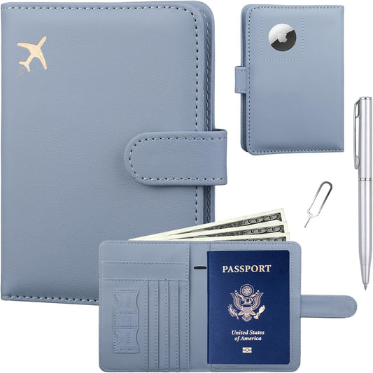 GOAUS Passport Holder for Travel with AirTag Slot, Passport Book Wallet