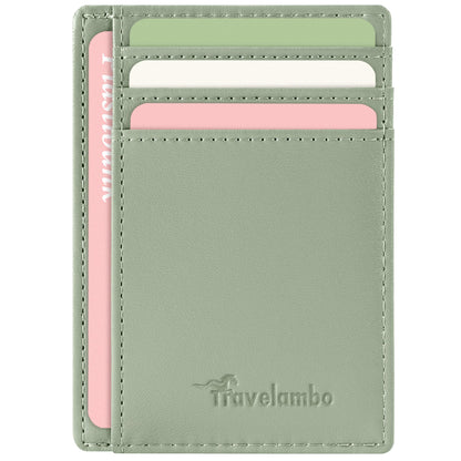 Travelambo Slim Wallet Front Pocket Minimalist Leather RFID Blocking Medium Size