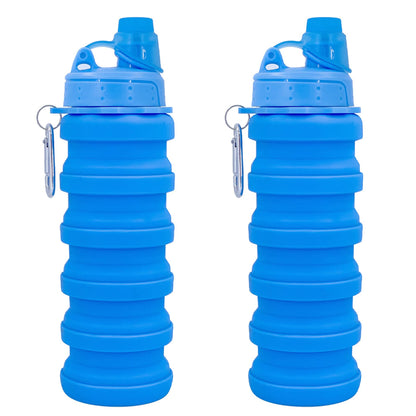 Collapsible Water Bottles Travel water bottle Sports Portable Sport Water Bottle Reusable Water Bottles comes with mountaineering Buckle 500ml silicone Water-proof camping water bottle