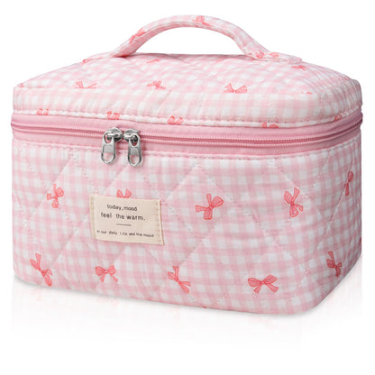 Gosect Large Makeup Bag, Cute Cosmetic Bag for Women Girls, Floral Coquette Aesthetic Toiletry Bag, Travel Make Up Organizer Bag (BDLH)