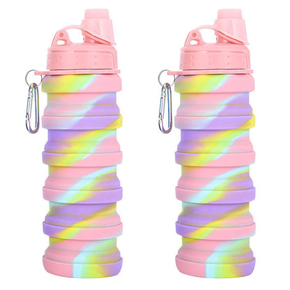 Collapsible Water Bottles Travel water bottle Sports Portable Sport Water Bottle Reusable Water Bottles comes with mountaineering Buckle 500ml silicone Water-proof camping water bottle