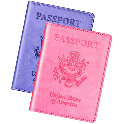 Herain Passport Holder for Travel Essentials, 2 Pcs Passport Holder Cover Wallet Case Travel Gifts Women Men Family, RFID Passports Book Card Holders Travels Cruise Accessories Must Haves