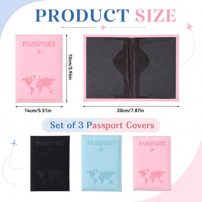3 Pack Passport Covers, Passport Holder for Travel Women Men Passports Wallet Cover Case PU Leather Passports Holder Case with Card Holders Travel Must Haves Accessories