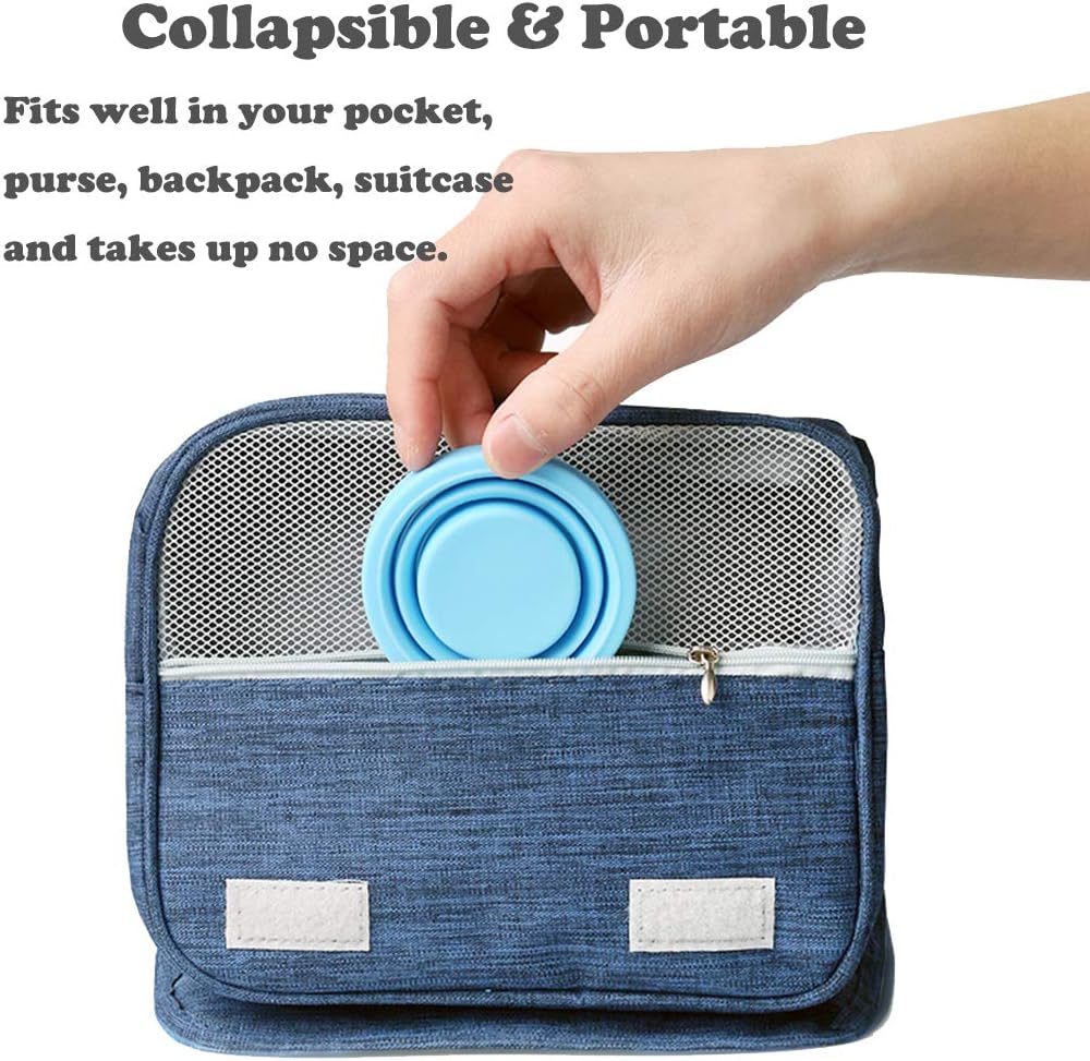 Guissi Collapsible Cup Compact Silicone, Reusable Food Grade Folding Mug with Lids, Expandable Retractable Drinking Set, Portable, Pocket Size for Outdoor Camping Travel and Hiking