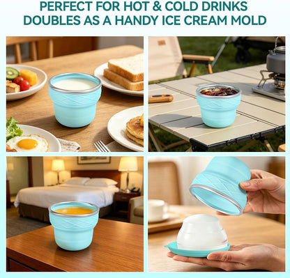 7oz BPA Free Collapsible Silicone Cup with Dust-Proof Lid,Yellow