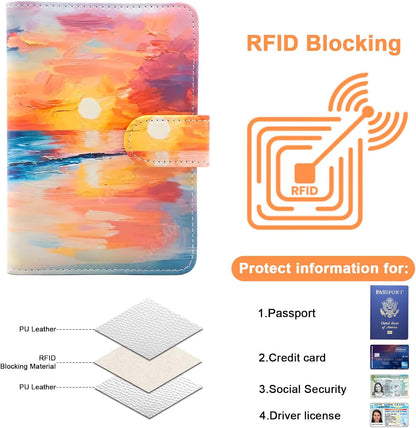 Passport Holder for Travel, RFID Passport Cover Wallet for Women Men, Leather Passport Book Card Holder Case for International Travel Must Haves Accessories, Cruise Ship Essentials Gifts
