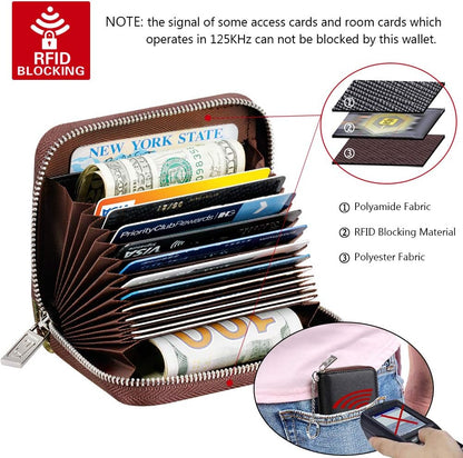 FurArt Zipper Wallet Women RFID Credit Card Holder keychain Wallet