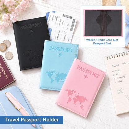 3 Pack Passport Covers, Passport Holder for Travel Women Men Passports Wallet Cover Case PU Leather Passports Holder Case with Card Holders Travel Must Haves Accessories